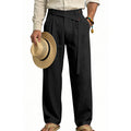 2026 customized men's clothing spring white bottom large size american style oblique waist linen cas