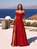 Women's Off-Shoulder Sequin Embellished Mermaid Slim Fit Sexy Premium Evening...