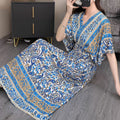 Women's Chinese French Short Sleeve V-Neck Printed Dress + Skirt 2026 - 1-1#