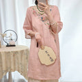 New Chinese Style Modified Cheongsam Dress, Cotton Linen Embroidery Tea Dress