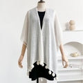 Women's Summer Ethnic Knit Fringe Lightweight Loose Shawl + Cape 2026 - White