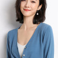 Women's Fall Korean Fashion V-Neck Cropped Knit Top + Cardigan 2026 - White