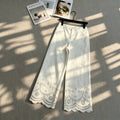 Slimming Lace Embroidered High Waist Lace Trim Hollow-Out Drapey Pants