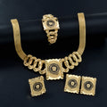 Overseas Western Retro Statement Gold Plated Portrait Necklace Bracelet Set Earrings Ring Bohemian Breeze Women Set