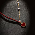2025 New Korean Country Short Small Red Heart Simple Elegant Influencer Heart Necklace Pendant Factory Wholesale N5556