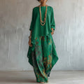 In Stock 2026 Solid Casual Top + Wide Leg Pants Two-Piece Set