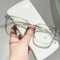 New RedNote Style of Retro Square Frame Photochromic Plano Fashionable Trendy Unisex Anti-Blue-Light Myopia Glasses