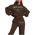 Fashion Plus Size Lined Printed Letter Print Hoodie Set