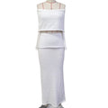 Fall Intellectual Minimal Long Sleeve Off-Shoulder Boat Neck Crop Long Skirt + Top 2-Piece Set