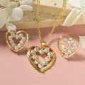 Influencer Mini Set Colorful Cubic Zirconia Heart Pendant Women Day Korean Fashionable Elegant Versatile Bestie Jewelry Cubic Zirconia Set
