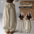 Girls' Lace Trim Cargo Pants - Curved Wide-Leg