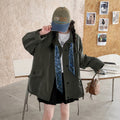 Girls' Olive Stand-Collar Windbreaker Jacket