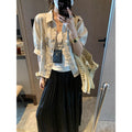 Slimming Versatile Linen 3/4 Sleeve Lapel Collar Loose Shirt