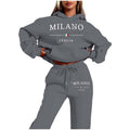Fashion Plus Size Lined Printed Letter Print Hoodie Set