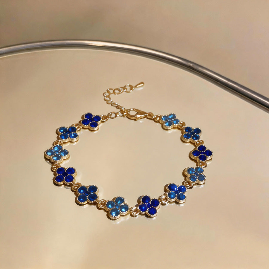 Rhinestone Four-Leaf Clover Bracelet - view 8