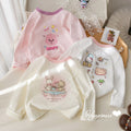 Girls' Cartoon Print Contrast Long Sleeve T-Shirt