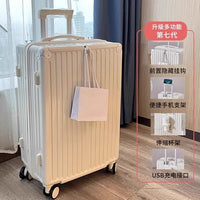 【哇噢定制】多功能行李箱拉杆箱女拉链款20寸登机密码旅行箱24寸