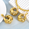 Western Retro Sand Gold Geometric Round Twist Earrings Necklace Set Overseas Personality Set Stock Wholesale