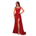 Women's Square Neck Sequin Slimming Premium Sleeveless Evening Gown
