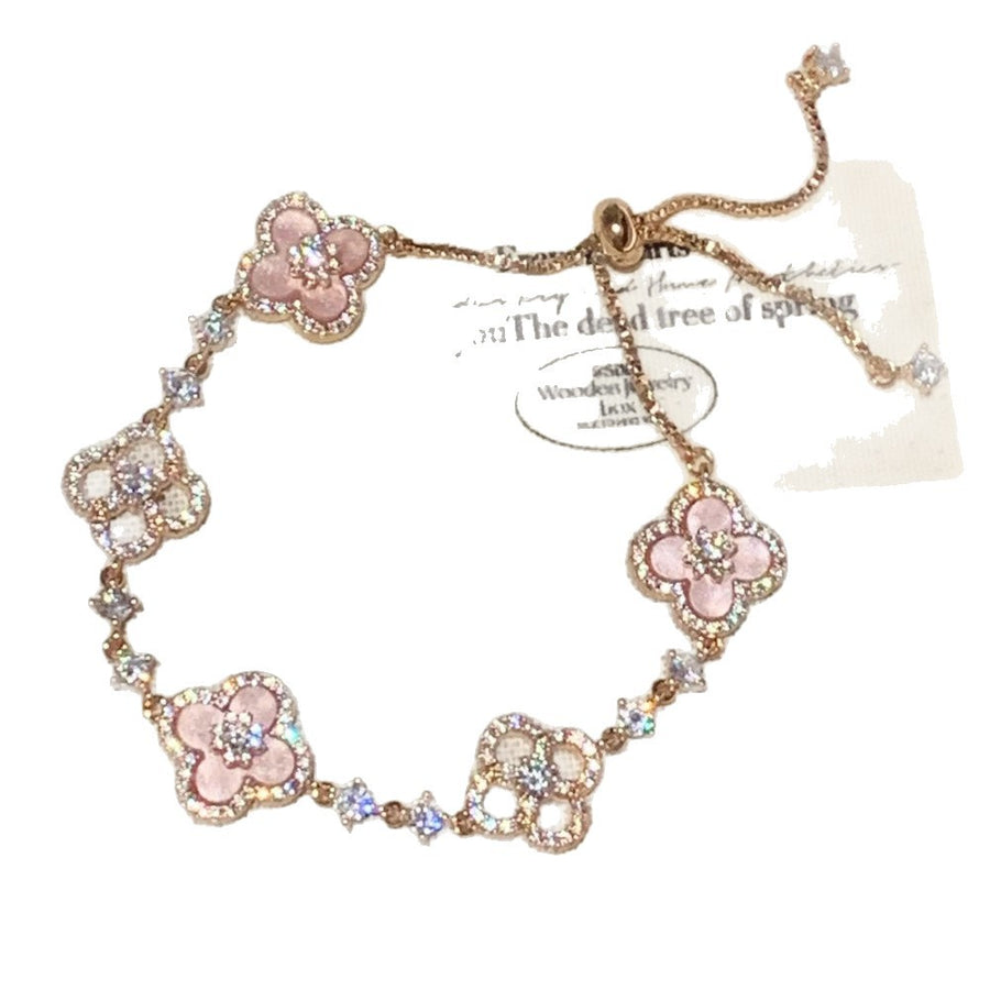 French Rhinestone Floral Adjustable Bracelet - view 5