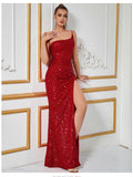 Women's One-Shoulder Sequin Sexy Evening Gown Party