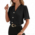 Spring-Summer Casual Fashion Short Sleeve V-Neck Shirt