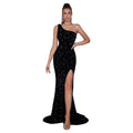 Women's One-Shoulder Sequin Sexy Classic Premium Evening Gown Party
