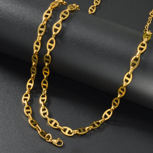 Overseas Western ins Creative Design Detail Sea Chain Necklace Bracelet Set Stainless Material Stock Wholesale