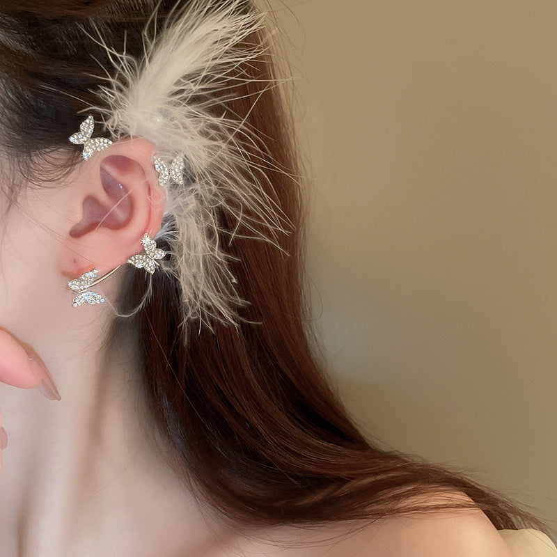 Rhinestone Bow Pearl Ear Cuff - view 3