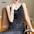 New Chinese Style Padded Jacquard Camisole Long Dress, Plus Size