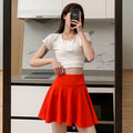 Spring-Summer Korean Plus Size High Waist Elastic Skirt + Pleated Skirt + Short Skirt