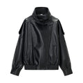 Women's Retro Stand Collar Loose Cropped Jacket 2026 | Trendy Jacket - Black