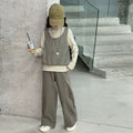 Girls' Knit Vest, Base Layer & Pants - 3-Piece Cotton Set