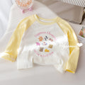 Girls' Contrast Spliced Cartoon Print T-Shirt
