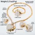 Luxury Full Diamond Heart Earrings Necklace Bracelet Set Ring Set EU/US Import Fashionable Elegant Rhinestone Wedding Jewelry