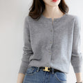 Women's Fall Korean Relaxed Plus Size Knit Wool Crew Neck Loose Sweater + Cardigan + - Black