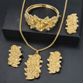 Overseas Export Western Metal Rose Flower Necklace Bracelet Set Earrings Ring Knot Wedding Middle East Women Banquet Set