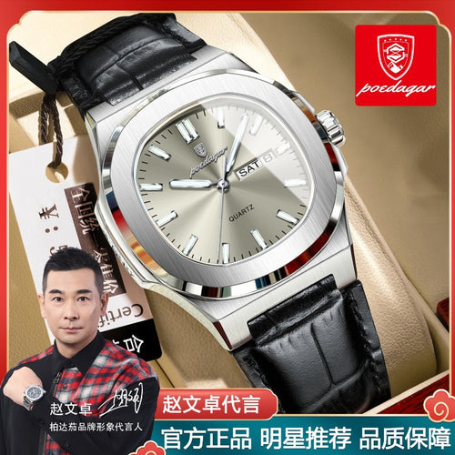 Swiss Brand Square Quartz Mens Watch New Waterproof Glow Watch Live Export Bestseller Drop Ship