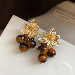 French Metal Flower Stud Earrings - view 7