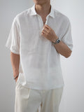 Men's Summer Linen Breathable Loose Fit Draped Short Sleeve Shirt - Cooling Comfort