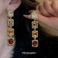 Western Statement Rhinestone Square Stud Earring Necklace Set Niche Design Detail Clavicle Chain Exquisite Fashionable Simple Elegant Necklace