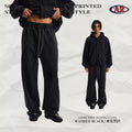 ARTIE Men's Distressed Washed Frayed Edge Spliced Hoodie & Pants Set