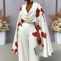 Printed Mock Neck Long Sleeve Two-Piece Set with Pants