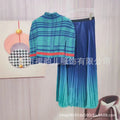 Office Elegant Printed Pleated Skirt 2-Piece Set