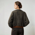Fall Casual Long Sleeve Lapel Collar Plaid Fitted Set