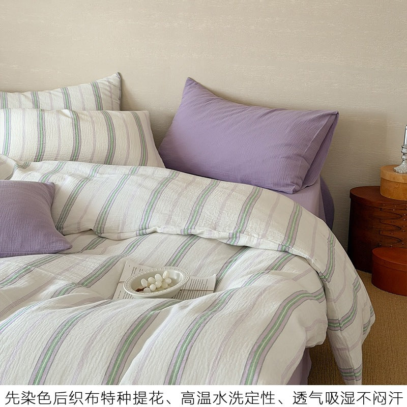 Sailor Holiday Striped Crinkle-Gauze Cotton 4-Piece Bedding Set - view 2