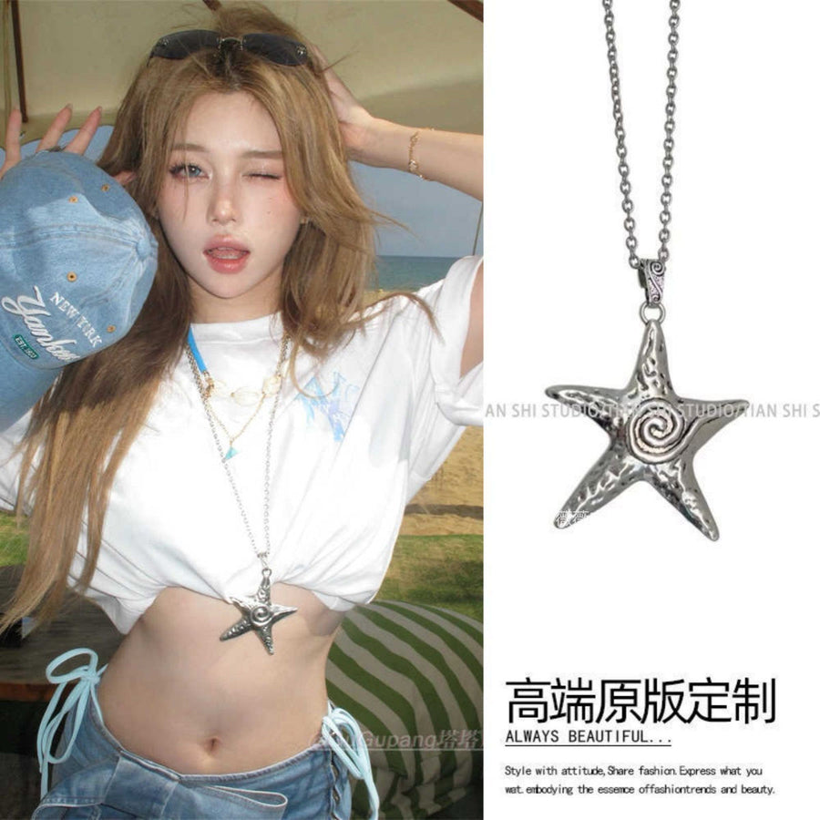 Beach Shell Starfish Pendant Necklace - view 7