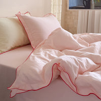 Clean Stitch Soft Pink / 0.9m Bed - 3-Piece Flat Sheet - Fits 150x200cm Duvet