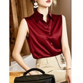 Women's Summer Professional French Acetate Satin Sleeveless Shirt 2026 - Gray
