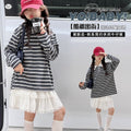 Girls' Striped Long Sleeve Polo Shirt & Tulle Skirt Set